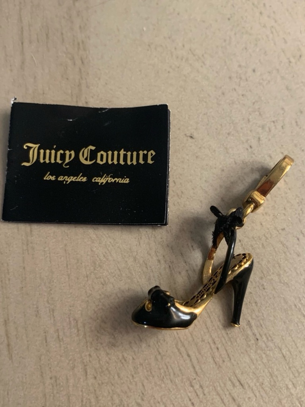 Juicy Couture Black & Gold High Heel Charm Keychain
